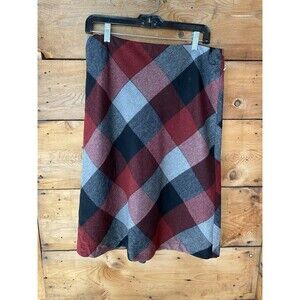 Vtg GAP Skirt Womens 10 Plaid Wool Blend Dark Academia
